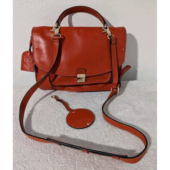 Tory Burch Handbags - Tory Burch Priscilla Crossbody Hand Bag Frame Satchel Orange